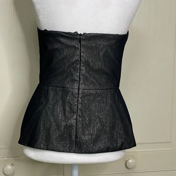Black Halo Women’s Top Strapless Black/Metallic Embelishments Size 4 - Picture 6 of 11